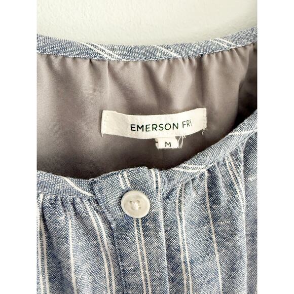 Emerson Fry | Jasmine Button Dress - Denim Stripe Hemp Organic | Sz M - Picture 5 of 8